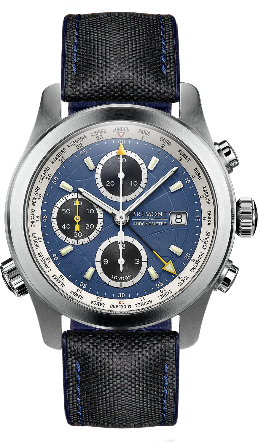 Bremont Blue — alternative to Farer WORLD TIMER