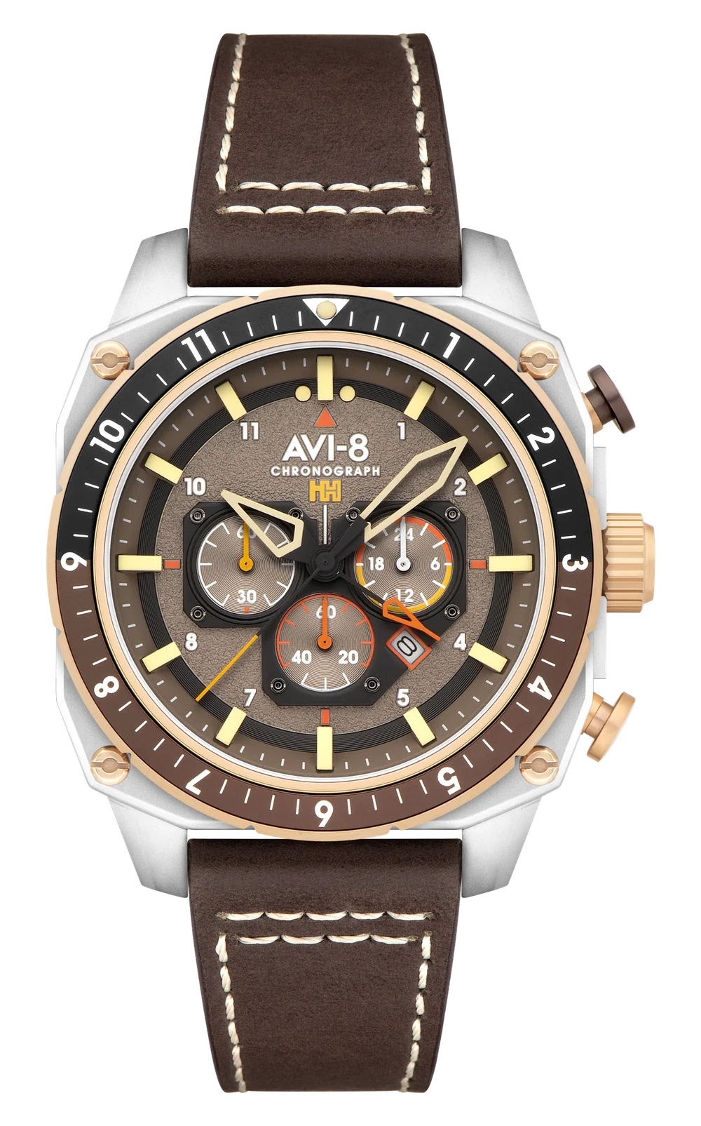 AVI-8 DESERT BLACK Dual Time — alternative to Ikepod Duopod Gold Dots 2025
