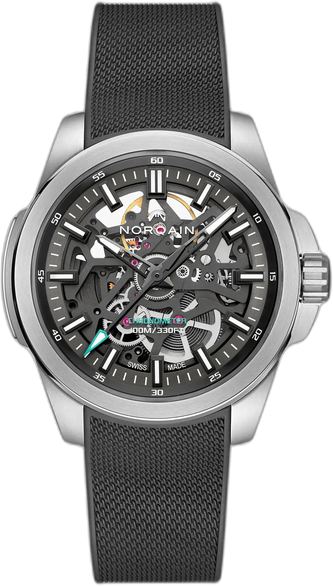 Norqain Independence Skeleton 40mm Anthracite Turquoise — alternative to anOrdain Model 2