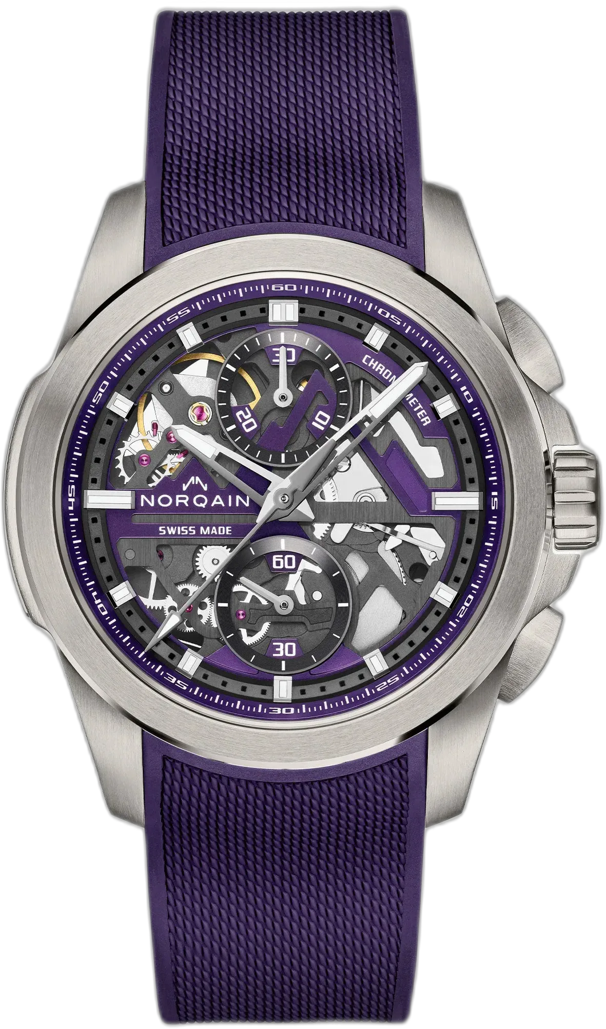 Norqain Independence Skeleton Chrono 42mm Titanium Purple — alternative to Bell & Ross BR-X1 TOURBILLON SAPPHIRE CHRONOGRAPH