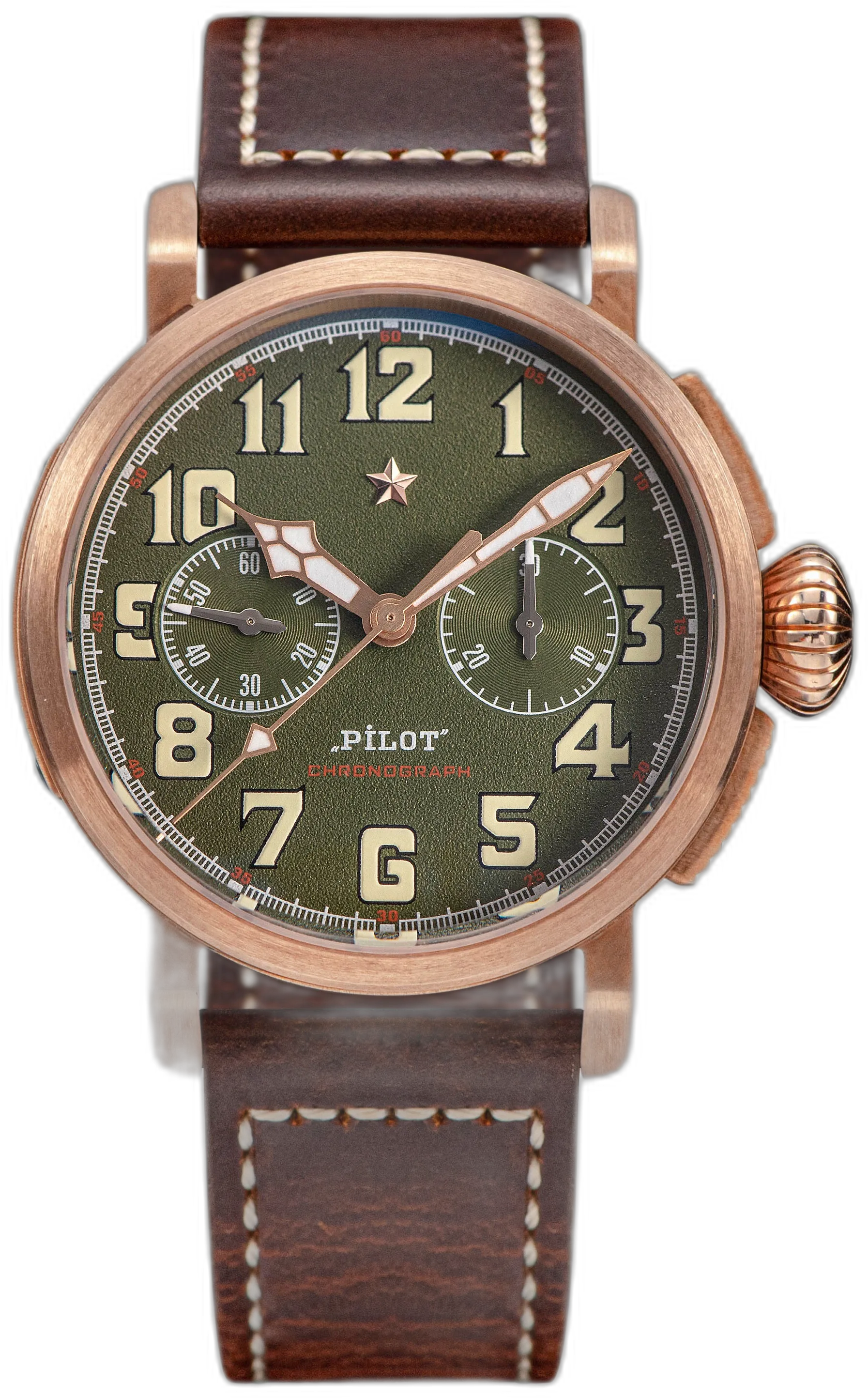 Sugess Pilot Master S409 Bronze Chronograph — alternative to Longines LONGINES PILOT MAJETEK PIONEER EDITION