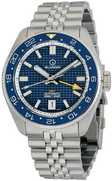 Islander Islander Automatic GMT Dive Watch with Blue Waffle Dial #ISL-214 — alternative to Seestern S456 GMT