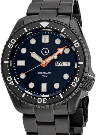 Islander Islander Black Dial Automatic Dive Watch with DLC Case and Bracelet, AR Sapphire Crystal, and Luminous Ceramic Bezel Insert #ISL-34 — alternative to Pagani Design PD-1729