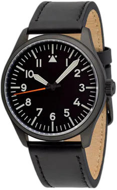 Islander Islander Black DLC Aviator Automatic Watch with Leather Strap and an Anti-Reflective Sapphire Crystal #ISL-46 — alternative to Vario White (Steel)