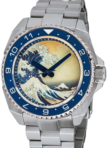 Islander Islander Luminous Wave Dial Automatic Dive Watch with AR Double-Dome Sapphire Crystal, and Luminous Ceramic Bezel Insert #ISL-62 — alternative to Oblvlo JM Dragon