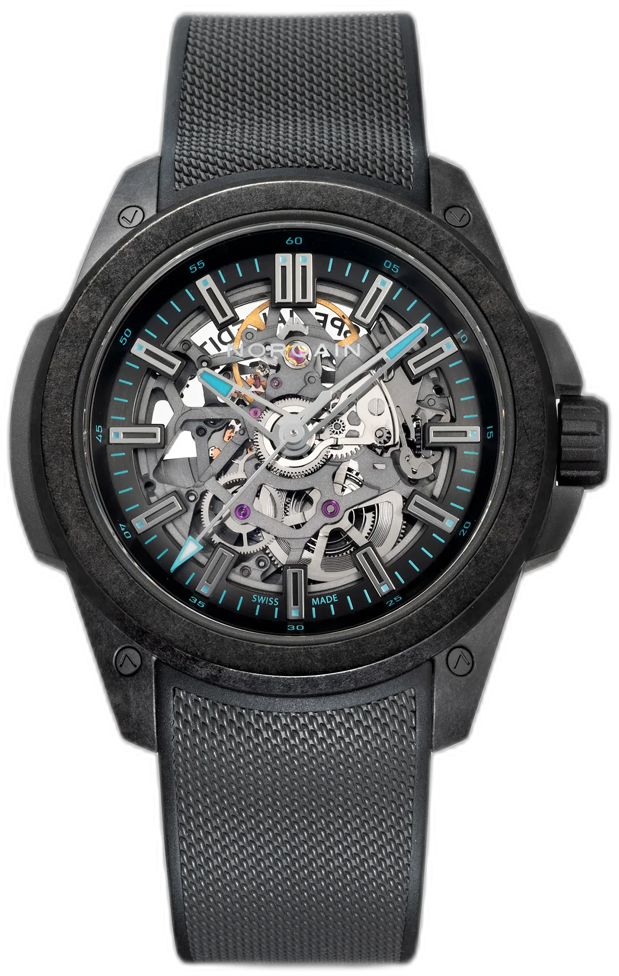 Norqain Wild ONE Skeleton JP 42mm Black — alternative to Linde Werdelin Spidolite Gold – 3D Movement