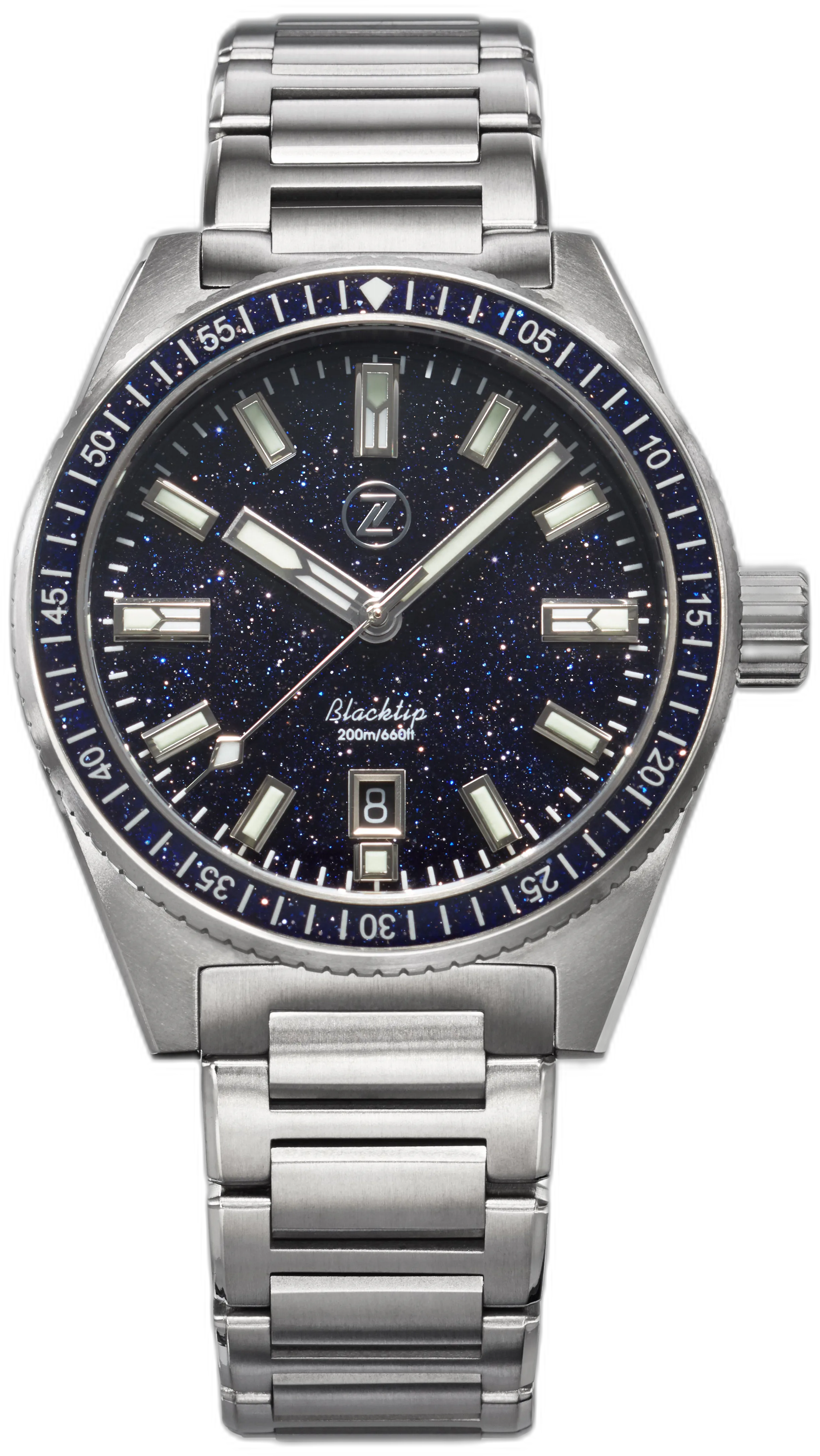 Zelos Blacktip 200m Ti — alternative to Islander Islander Northport Hi-Beat Automatic Dive Watch with Ocean Blue and White Ripple Dial #ISL-195