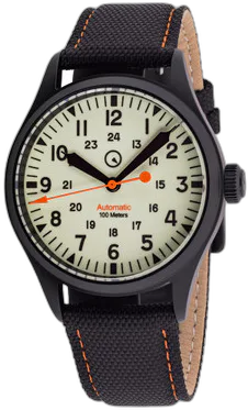 Islander Mitchel Black DLC Automatic Field Watch with Luminous Dial, AR Sapphire Crystal #ISL-83